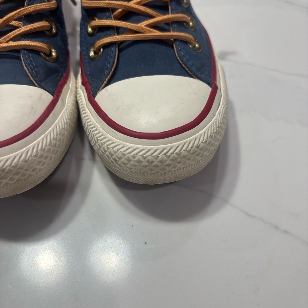 Converse Navy Canvas Low-Top Sneakers with Tan Laces - Picture 4 of 12